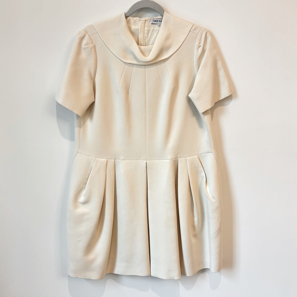 Dice Kayek Wool Ivory Short Sleeve Dress